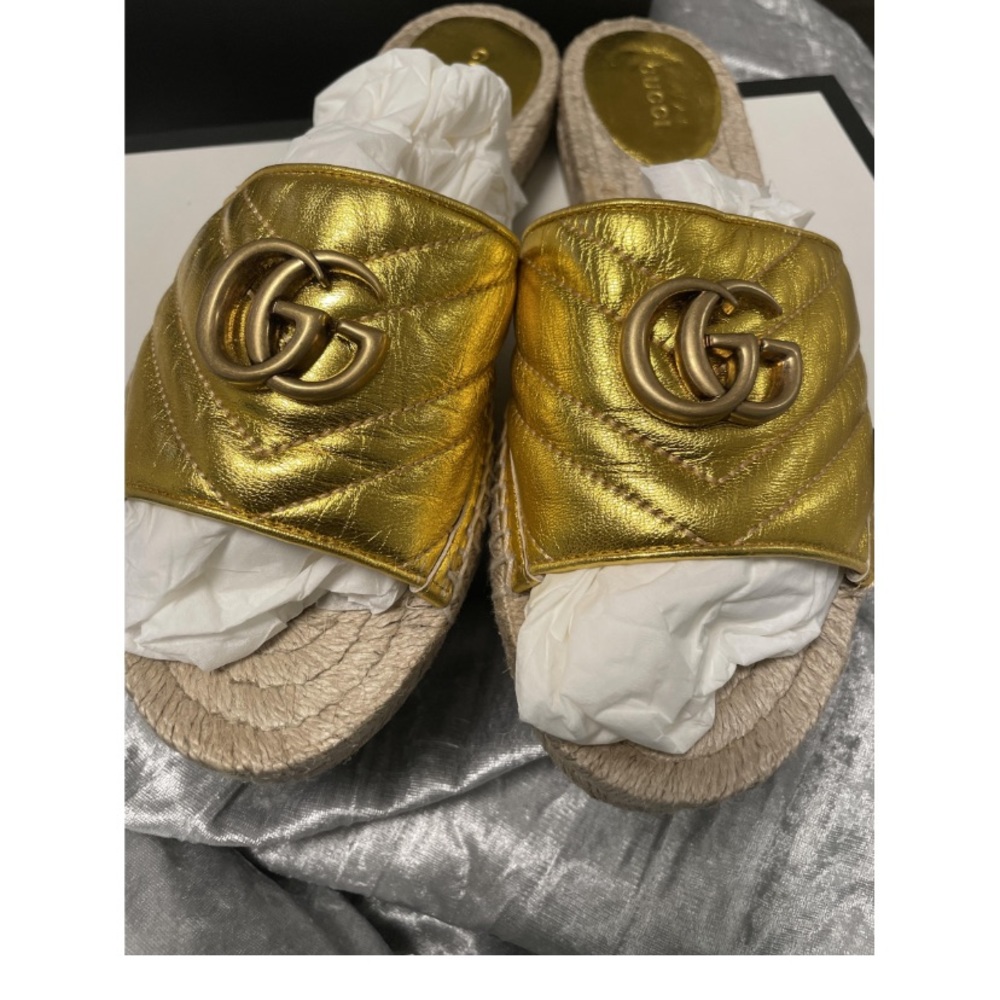 Authentic Gucci Espadrilles Gold Size 38.5